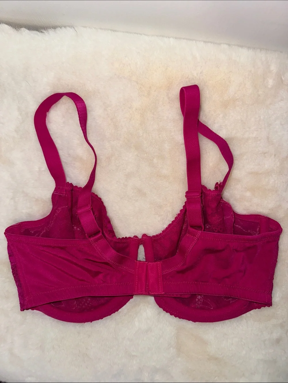 Valege Underwire Lace Bra Unlined Fuchsia Pink Women’s EU 75D US 34D